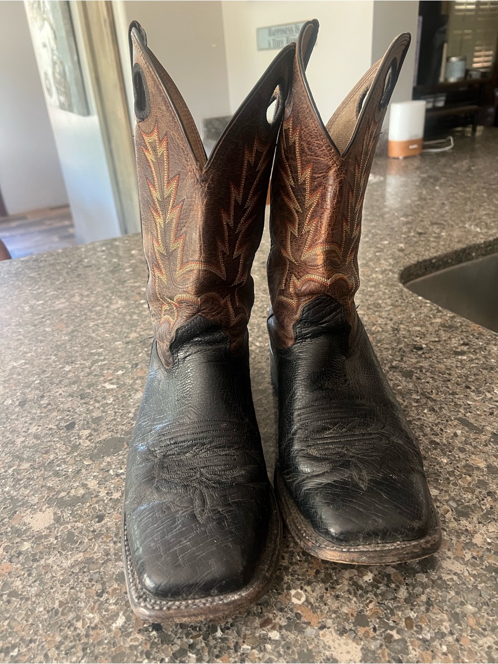 Men's Black & Brown Western Cowboy Boots